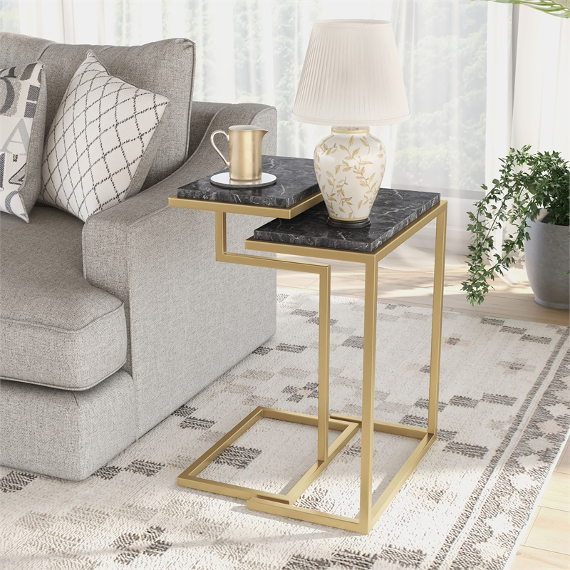 Furniture of America Gorvaire Contemporary Metal 2-Piece Nesting Table in Black