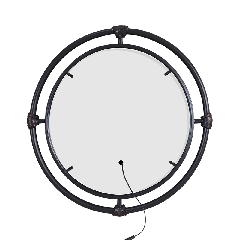 Furniture of America Mizen Metal Round Wall Mirror in Black and Copper