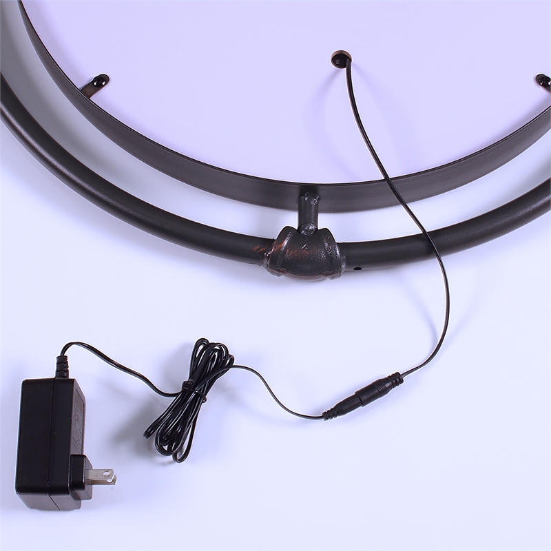 Furniture of America Mizen Metal Round Wall Mirror in Black and Copper