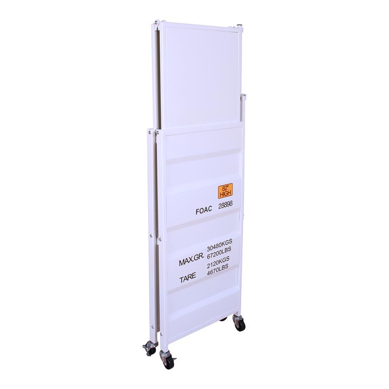 Furniture of America Lionna Metal Folding Bookcase with Wheels in White