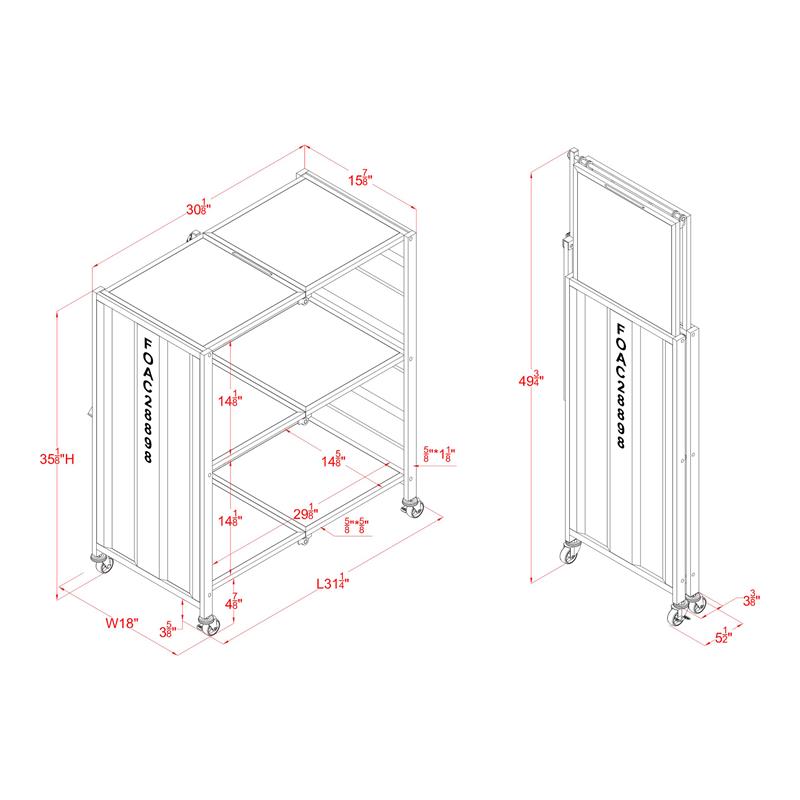 Furniture of America Lionna Metal Folding Bookcase with Wheels in White