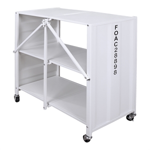 Furniture of America Lionna Metal Folding Bookcase with Wheels in White