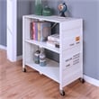 Furniture of America Lionna Metal Folding Bookcase with Wheels in White