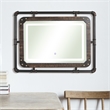 Furniture of America Karin Metal Wall Mirror with LED Light in Dark Brown