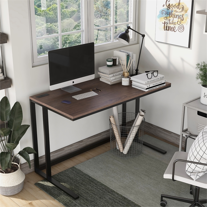 Furniture of America Nillaine Wood Writing Desk with USB in Black