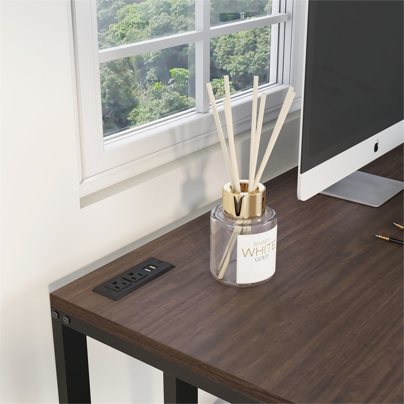 Furniture of America Nillaine Wood Writing Desk with USB in Black