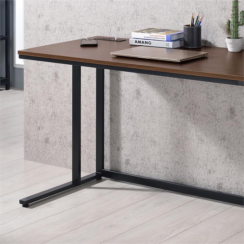 Furniture of America Nillaine Wood Writing Desk with USB in Black