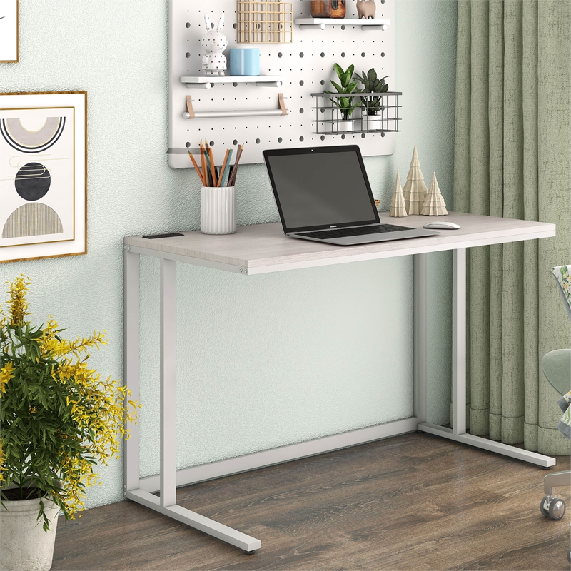 Furniture of America Nillaine Wood Writing Desk with USB in White