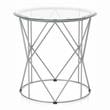 Furniture of America Fland Contemporary Glass Top Round End Table in Chrome