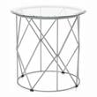 Furniture of America Fland Contemporary Glass Top Round End Table in Chrome