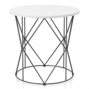 Furniture of America Borche Industrial Wood Round End Table in White