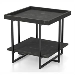 Furniture of America Prakers Industrial Wood 1-Shelf End Table in Black