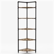 Furniture of America Harkey Industrial Wood 5-Tier Corner Bookcase in Sand Black