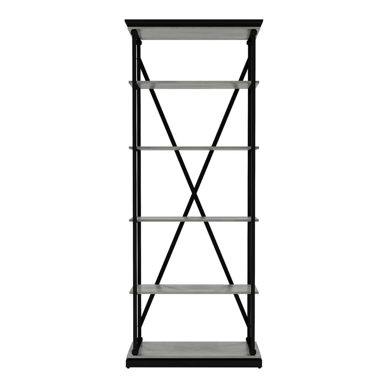 Furniture of America Toggin Industrial Metal 33-Inch Bookcase in Antique Gray