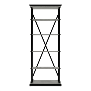 Furniture of America Toggin Industrial Metal 33-Inch Bookcase in Antique Gray