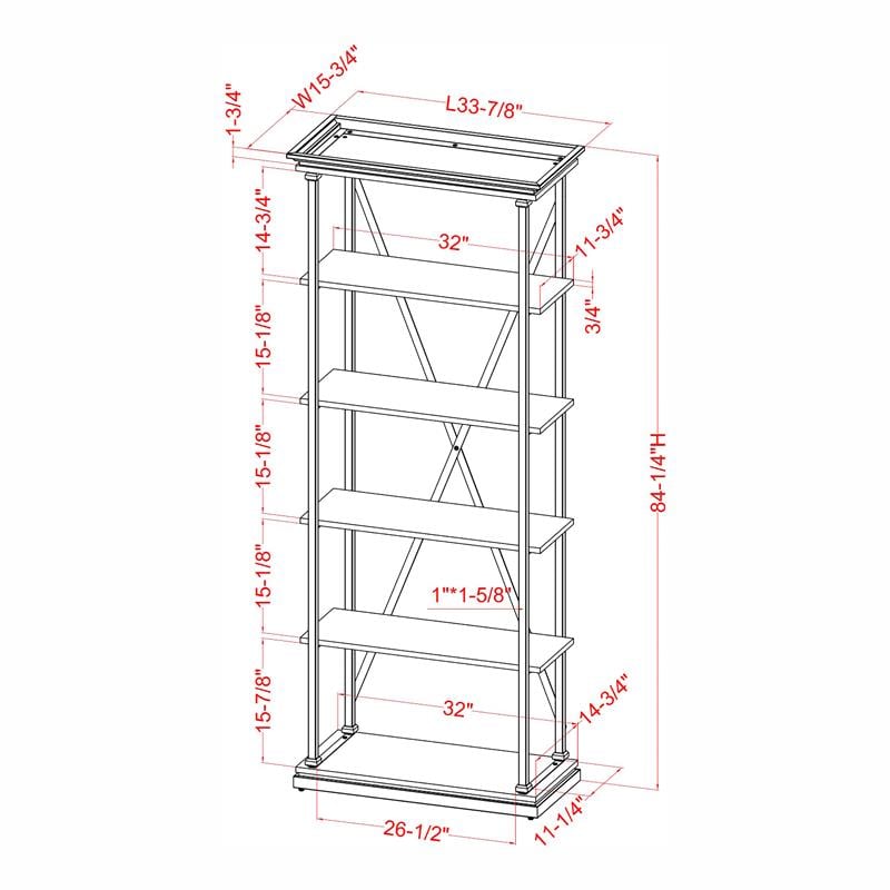 Furniture of America Toggin Industrial Metal 33-Inch Bookcase in Antique White