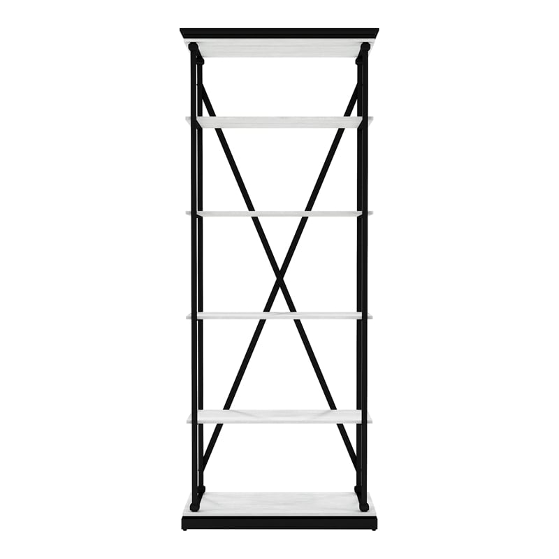 Furniture of America Toggin Industrial Metal 33-Inch Bookcase in Antique White