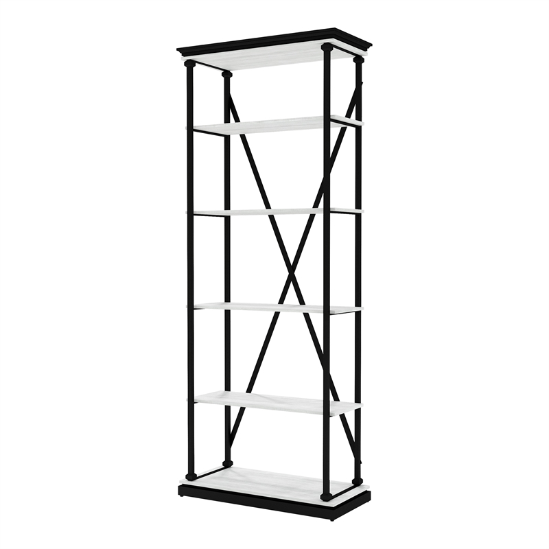 Furniture of America Toggin Industrial Metal 33-Inch Bookcase in Antique White