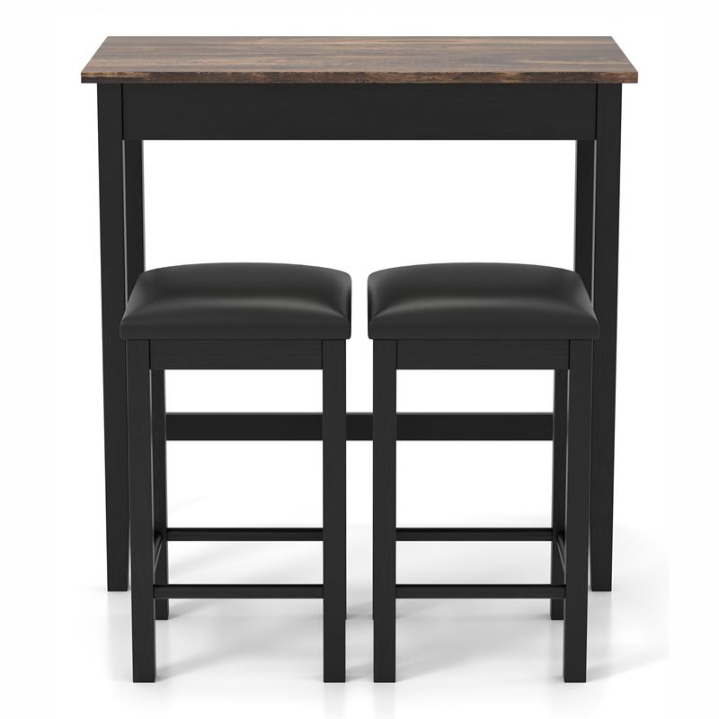 Furniture of America Leenie Wood 3-Piece Counter Height Dining Set in Black