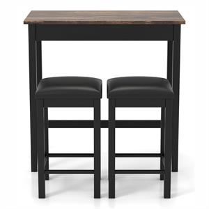 Furniture of America Leenie Wood 3-Piece Counter Height Dining Set in Black
