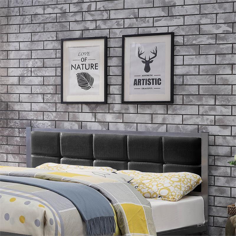 Furniture of America Kushner Industrial Metal Platform Bed with Bench in Black