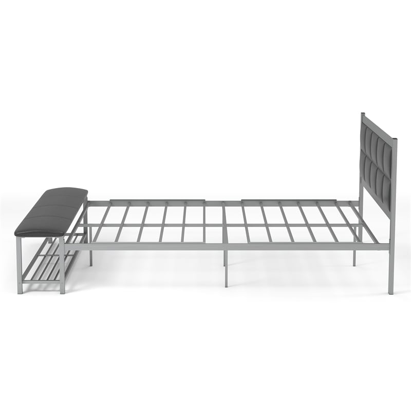 Furniture of America Kushner Industrial Metal Platform Bed with Bench in Black