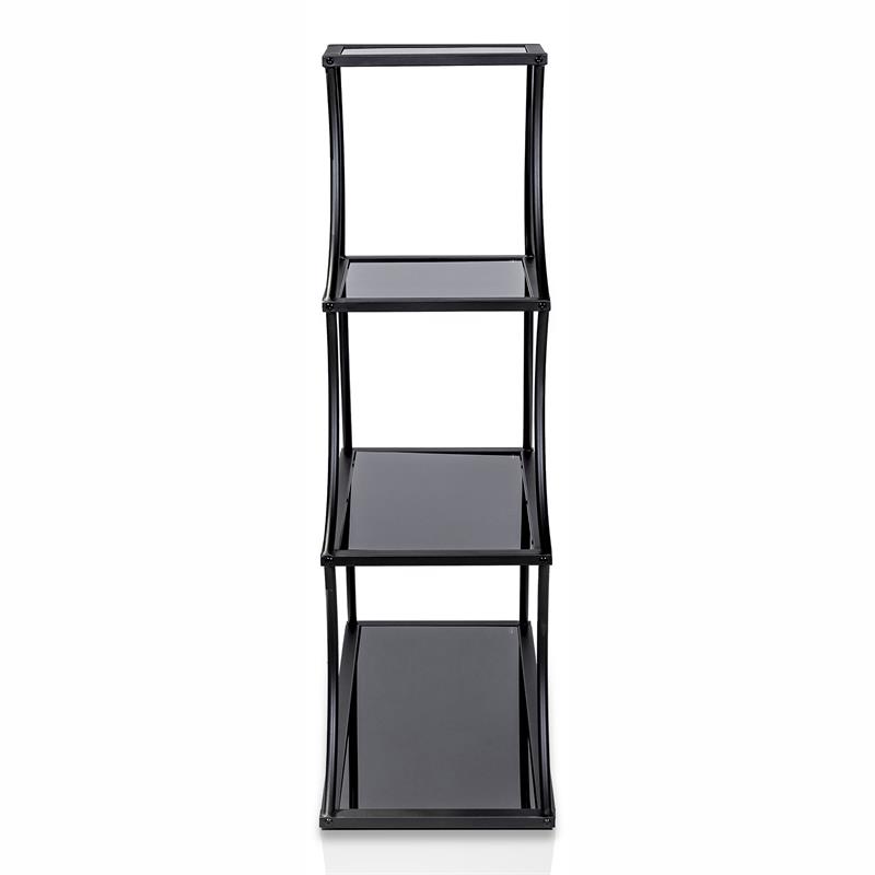 Furniture of America Kladden Industrial Metal 4-Shelf Bookcase in Sand Black