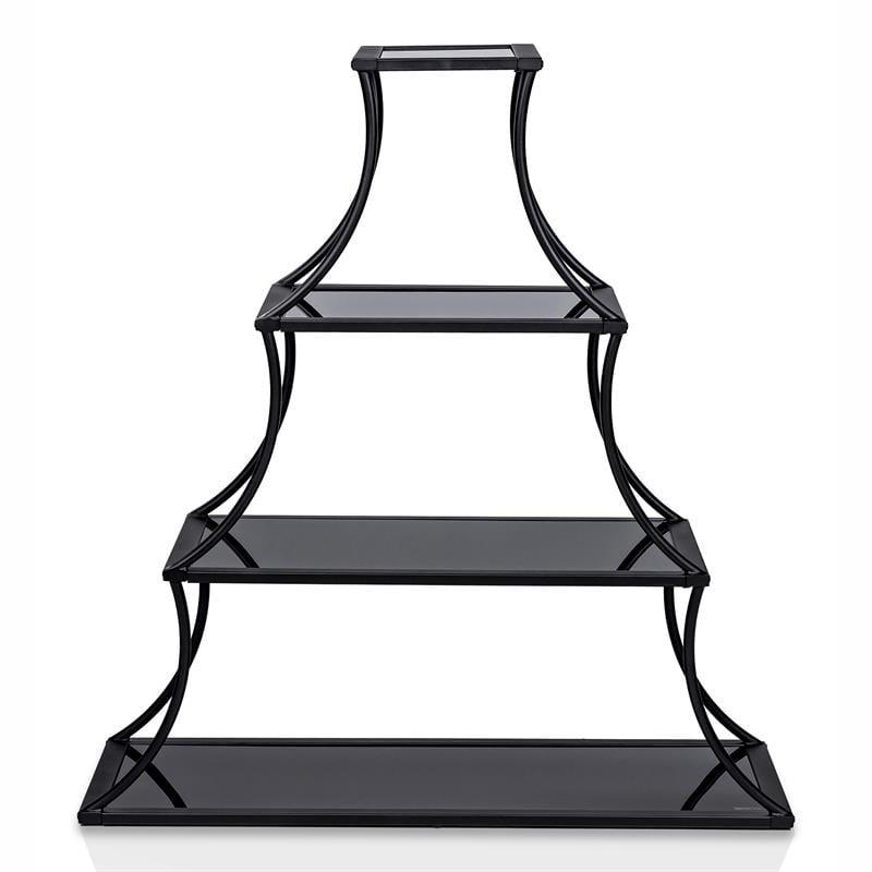 Furniture of America Kladden Industrial Metal 4-Shelf Bookcase in Sand Black