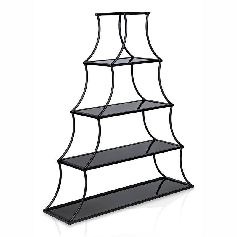 Furniture of America Kladden Industrial Metal 5-Shelf Bookcase in Sand Black