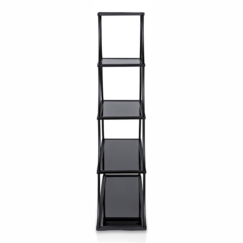 Furniture of America Kladden Industrial Metal 5-Shelf Bookcase in Sand Black