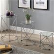 Furniture of America Nikova Glass Top 3-Piece Nesting Table Set in Silver