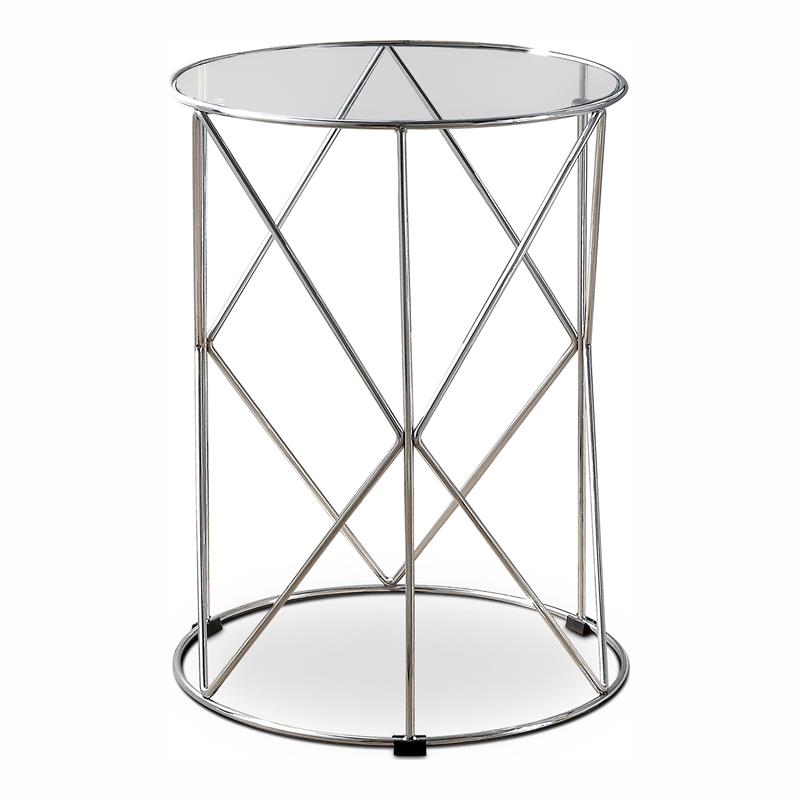 Furniture of America Nikova Glass Top 3-Piece Nesting Table Set in Silver