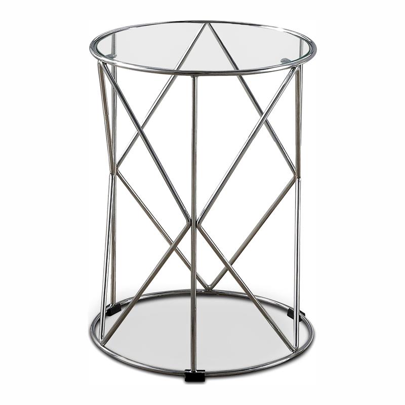 Furniture of America Nikova Glass Top 3-Piece Nesting Table Set in Silver