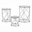 Furniture of America Nikova Glass Top 3-Piece Nesting Table Set in Silver