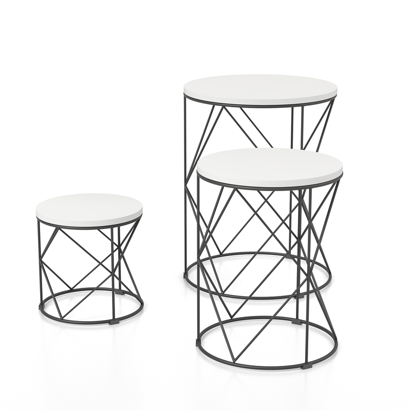 Furniture of America Nikova Contemporary Wood 3-Piece Nesting Tables in White