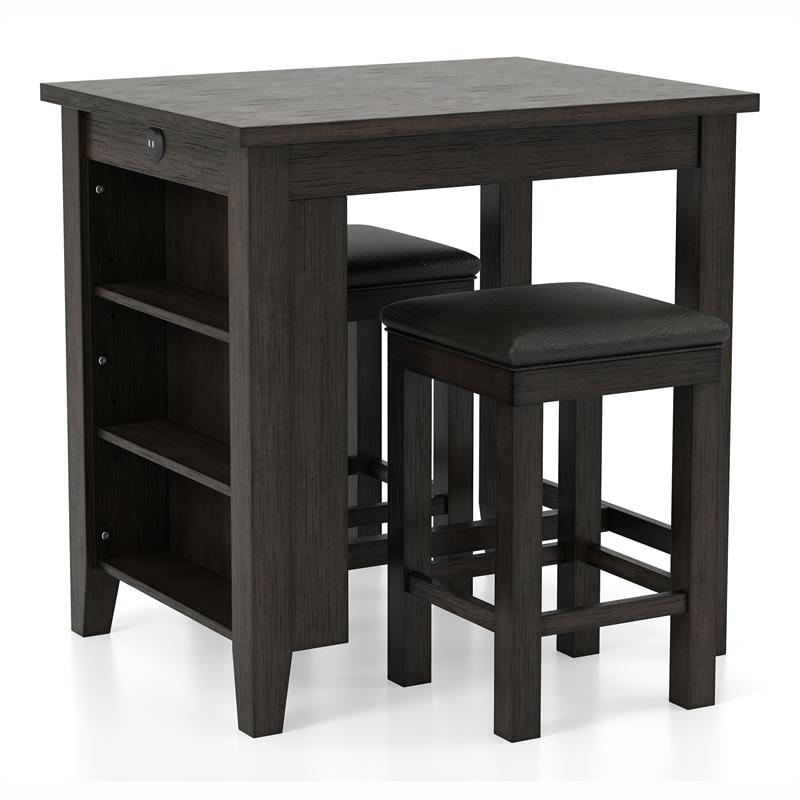 Furniture of America Albana Wood 3-Piece Counter Height Dining Set in Walnut