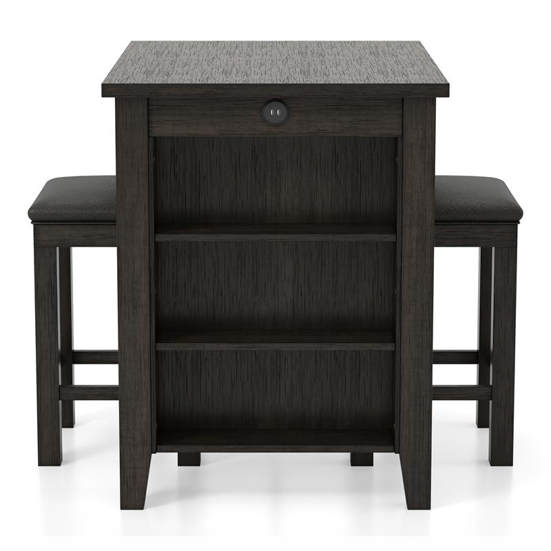 Furniture of America Albana Wood 3-Piece Counter Height Dining Set in Walnut