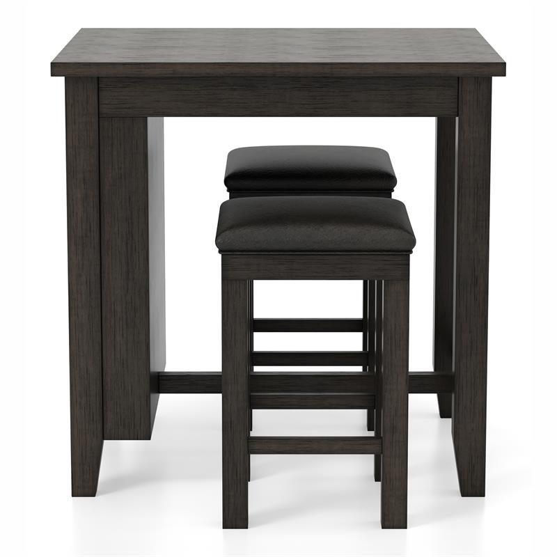 Furniture of America Albana Wood 3-Piece Counter Height Dining Set in Walnut