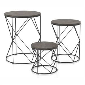 Furniture of America Nikova Contemporary Wood 3-Piece Nesting Tables in Black