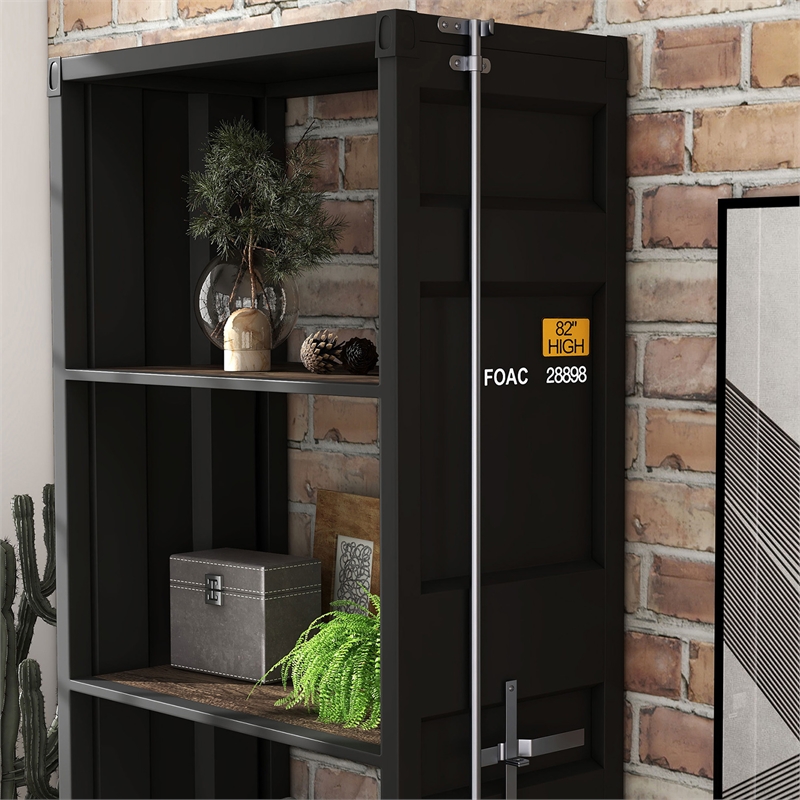 Furniture of America Mandom Modern Metal 4-Shelf Bookcase in Sand Black