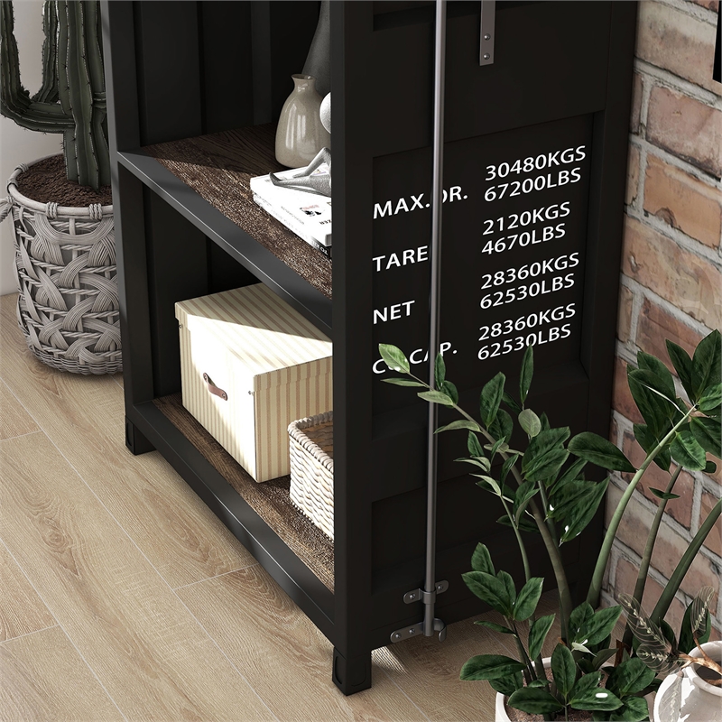 Furniture of America Mandom Modern Metal 4-Shelf Bookcase in Sand Black