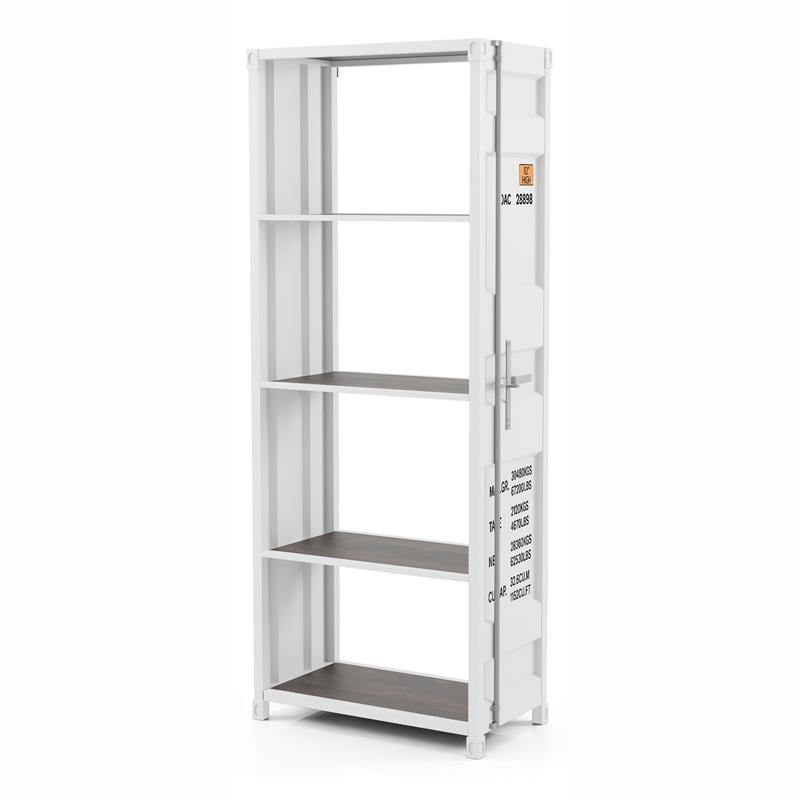 Furniture of America Mandom Modern Metal 4-Shelf Bookcase in Sand White