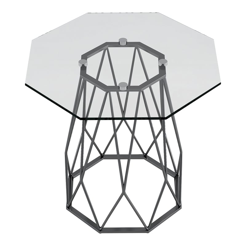 Furniture of America Growder Contemporary Glass Top End Table in Black