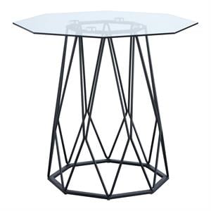 Furniture of America Growder Contemporary Glass Top End Table in Black