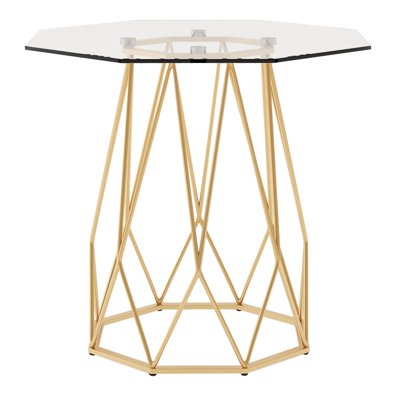 Furniture of America Growder Contemporary Glass Top End Table in Gold