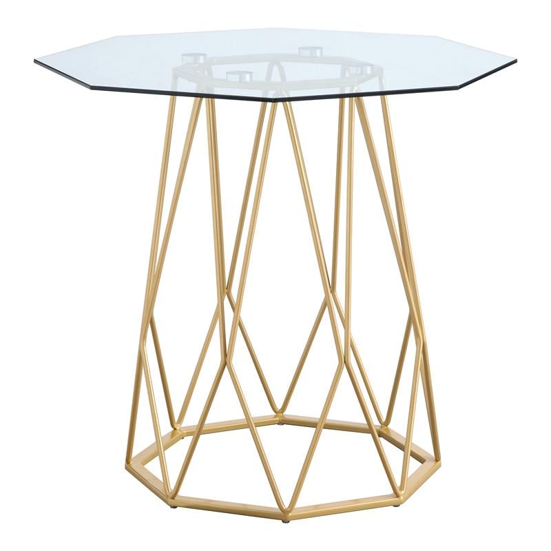 Furniture of America Growder Contemporary Glass Top End Table in Gold