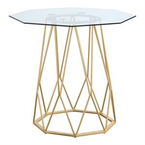 Furniture of America Growder Contemporary Glass Top End Table in Gold