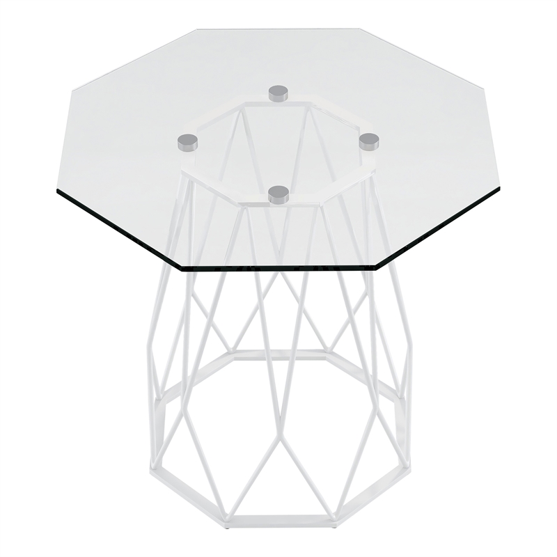 Furniture of America Growder Contemporary Glass Top End Table in White