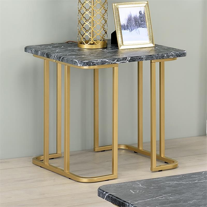 Furniture of America Clotten Contemporary Metal End Table in Black