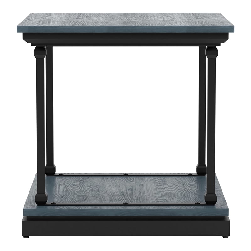 Furniture of America Drewden Transitional Wood End Table in Antique Blue
